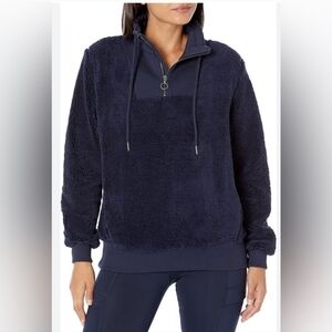 Sweaty Betty London Sherpa Half Zip Sweatshirt size 4 Navy Blue$108 cotton